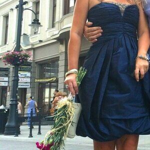 SALE Luxe Runway Dress BADGLEY MISCHKA Silk Embelished Eyecatching Designer $699